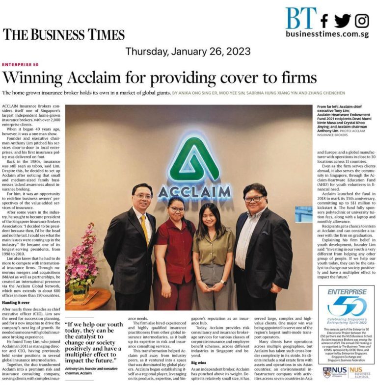 winning acclaim for providing cover to firms